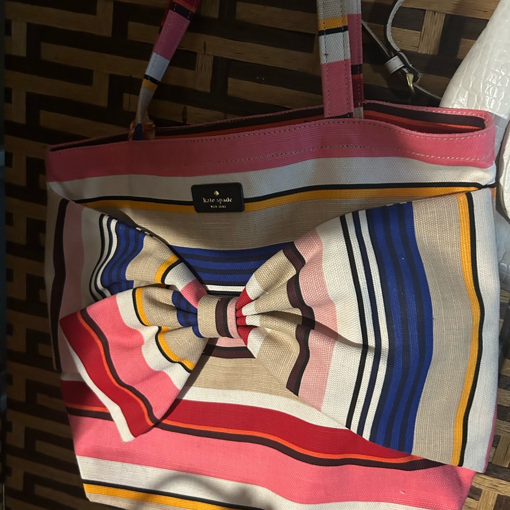 Kate Spade Pink and Blue Striped Tote